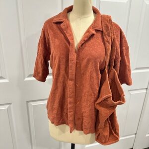 Nasty Gal Rust Button-Down Shirt